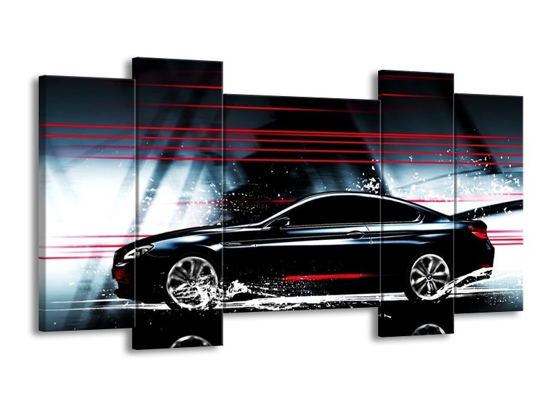 Glas schilderij Auto | Rood, Zwart, Grijs | 120x65cm 5Luik