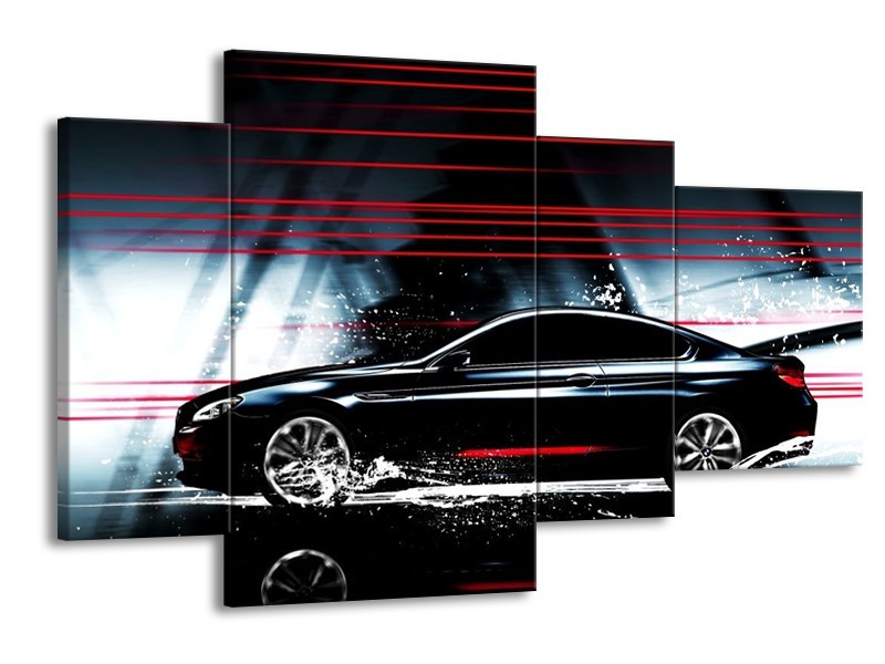 Glas schilderij Auto | Rood, Zwart, Grijs | 120x75cm 4Luik