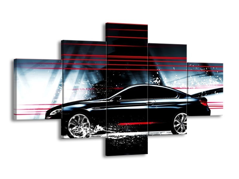Glas schilderij Auto | Rood, Zwart, Grijs | 125x70cm 5Luik