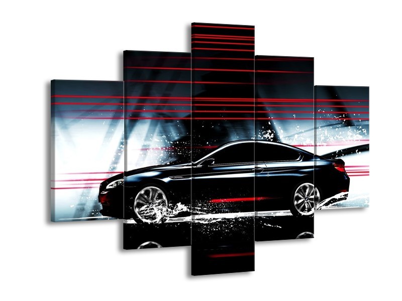 Glas schilderij Auto | Rood, Zwart, Grijs | 150x105cm 5Luik