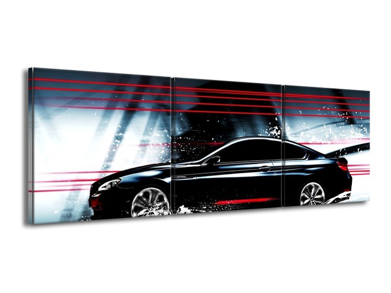 Glas schilderij Auto | Rood, Zwart, Grijs | 150x50cm 3Luik