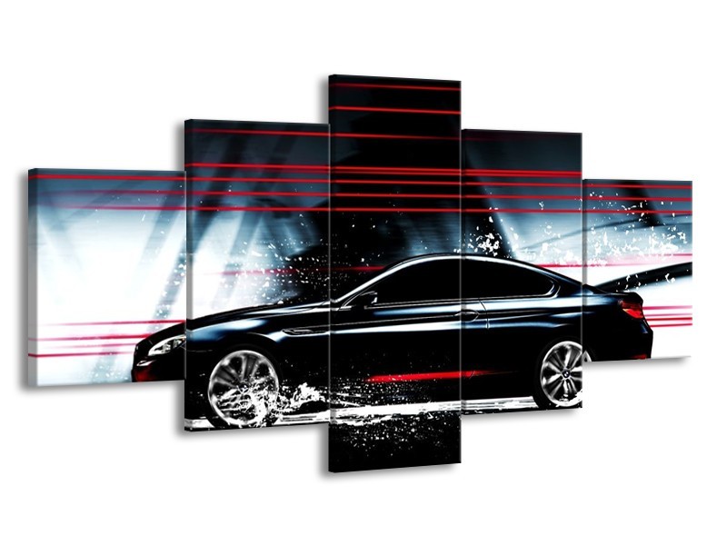 Glas schilderij Auto | Rood, Zwart, Grijs | 150x80cm 5Luik