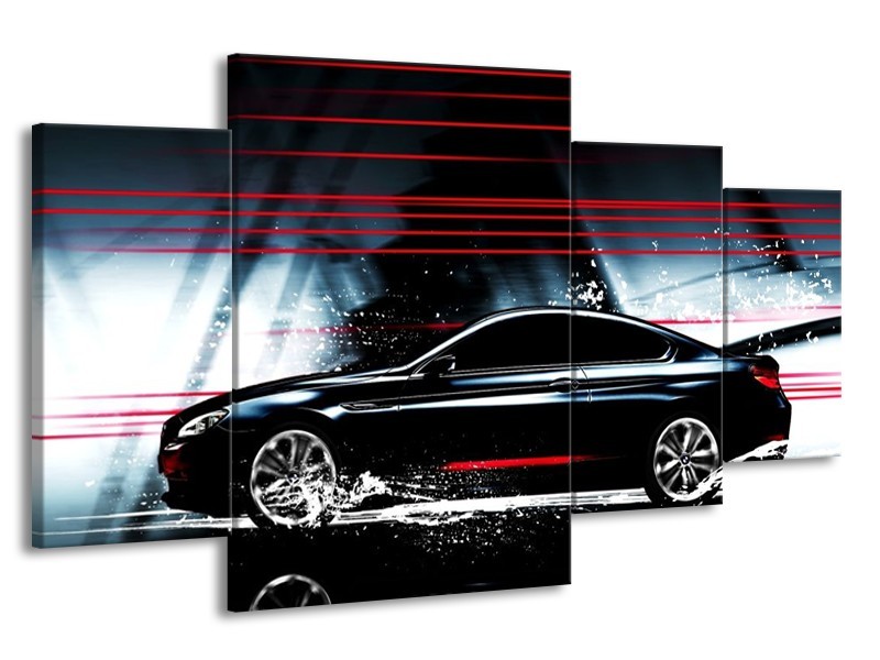 Glas schilderij Auto | Rood, Zwart, Grijs | 160x90cm 4Luik