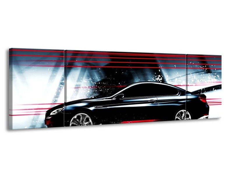 Glas schilderij Auto | Rood, Zwart, Grijs | 170x50cm 3Luik