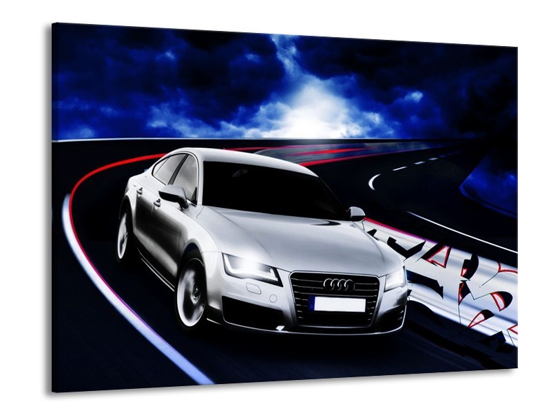 Glas schilderij Audi | Grijs, Blauw, Rood | 100x70cm 1Luik