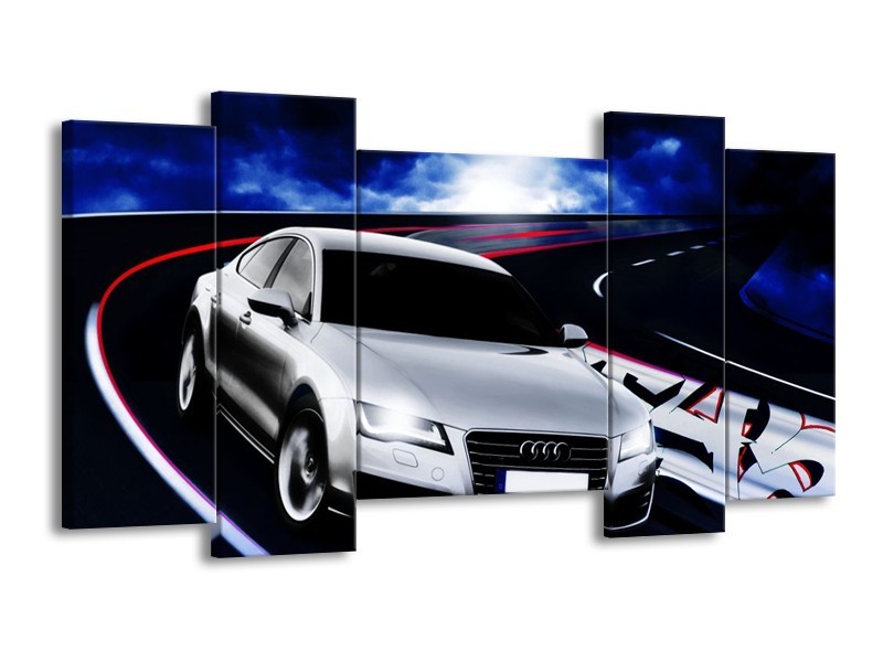 Glas schilderij Audi | Grijs, Blauw, Rood | 120x65cm 5Luik