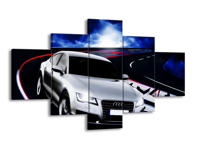 Glas schilderij Audi | Grijs, Blauw, Rood | 125x70cm 5Luik