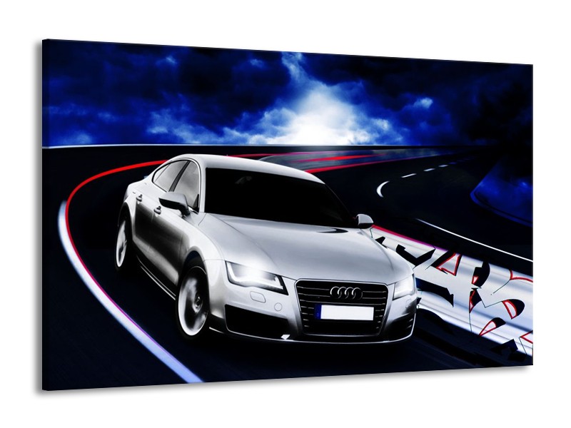 Glas schilderij Audi | Grijs, Blauw, Rood | 140x90cm 1Luik