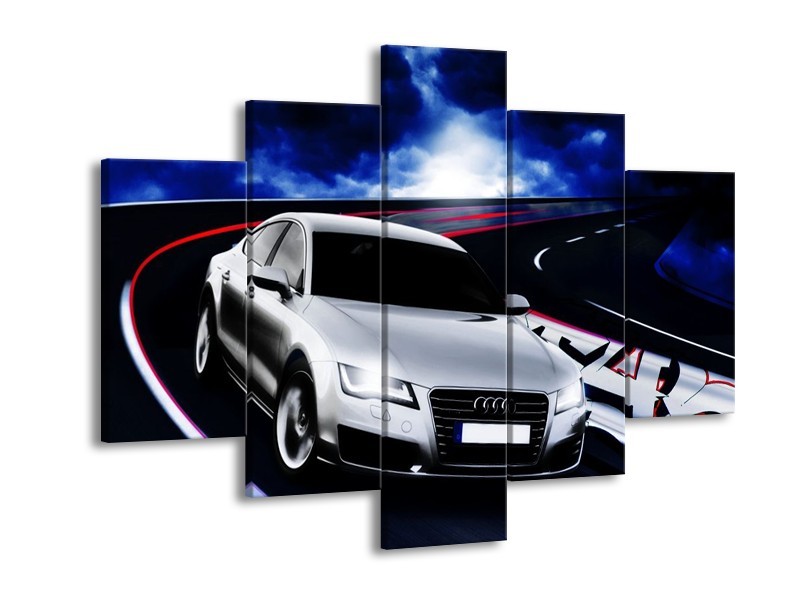 Glas schilderij Audi | Grijs, Blauw, Rood | 150x105cm 5Luik