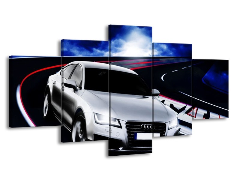 Glas schilderij Audi | Grijs, Blauw, Rood | 150x80cm 5Luik