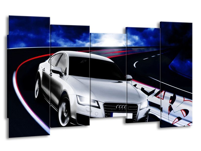 Glas schilderij Audi | Grijs, Blauw, Rood | 150x80cm 5Luik