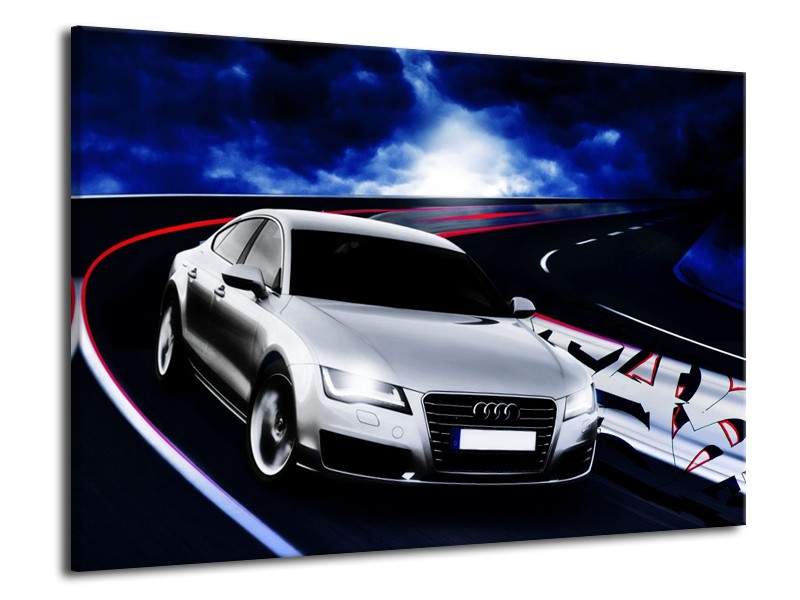 Glas schilderij Audi | Grijs, Blauw, Rood | 70x50cm 1Luik