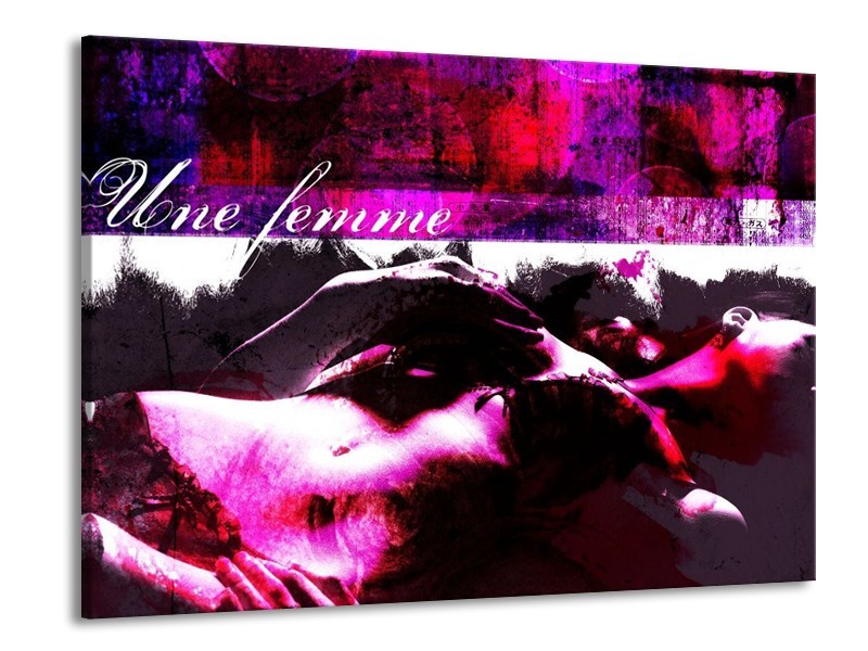 Canvas schilderij Lichaam | Paars, Wit, Zwart | 100x70cm 1Luik