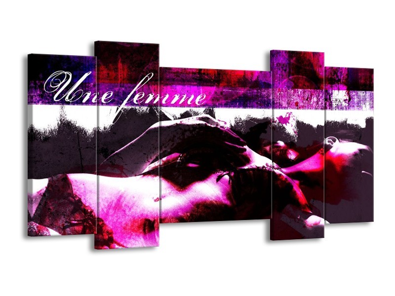 Canvas schilderij Lichaam | Paars, Wit, Zwart | 120x65 5Luik