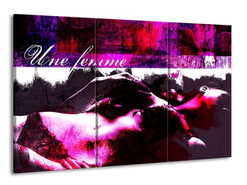 Glas schilderij Lichaam | Paars, Wit, Zwart | 165x100cm 3Luik