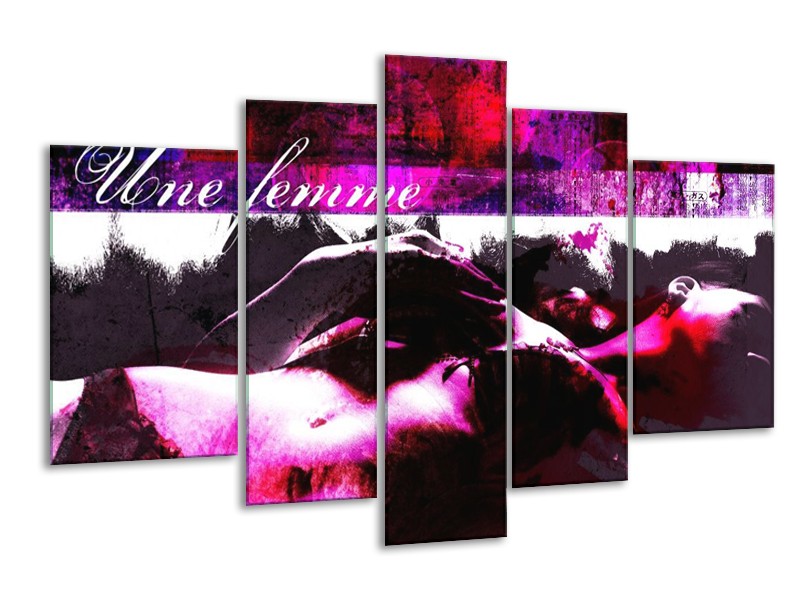Canvas schilderij Lichaam | Paars, Wit, Zwart | 170x100cm 5Luik