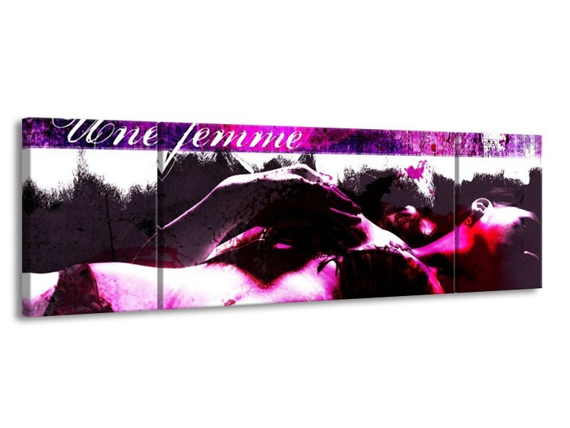 Glas schilderij Lichaam | Paars, Wit, Zwart | 170x50cm 3Luik