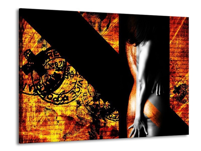 Canvas schilderij Lichaam | Geel, Oranje, Zwart | 100x70cm 1Luik