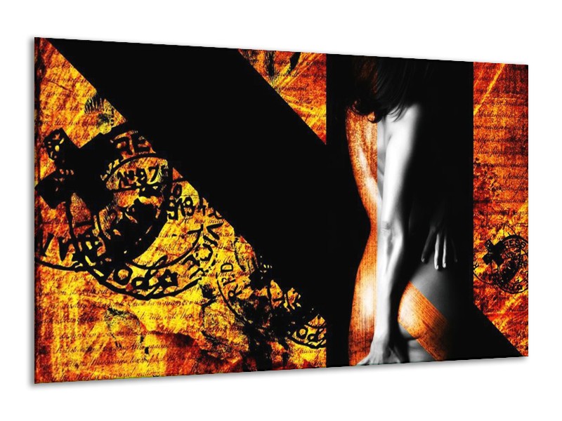 Canvas schilderij Lichaam | Geel, Oranje, Zwart | 120x70cm 1Luik