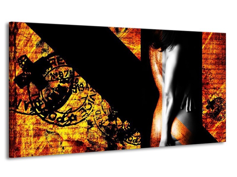 Canvas schilderij Lichaam | Geel, Oranje, Zwart | 170x90cm 1Luik