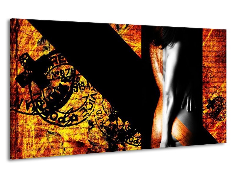 Canvas schilderij Lichaam | Geel, Oranje, Zwart | 190x100cm 1Luik