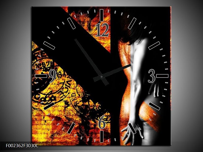 Klok schilderij Lichaam | Geel, Oranje, Zwart | 30x30cm 1Luik