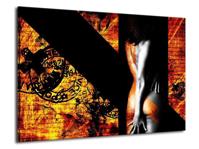 Canvas schilderij Lichaam | Geel, Oranje, Zwart | 70x50cm 1Luik