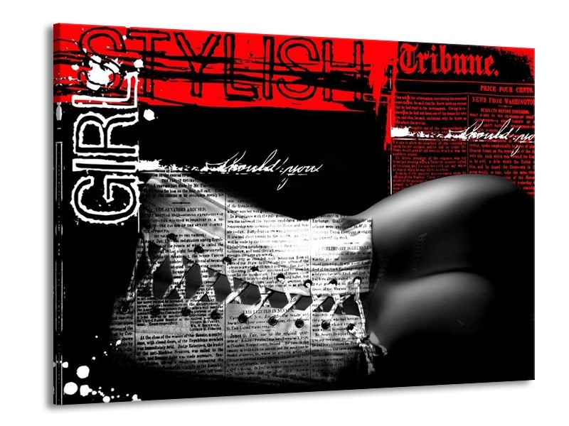 Canvas schilderij Lichaam | Zwart, Wit, Rood | 100x70cm 1Luik