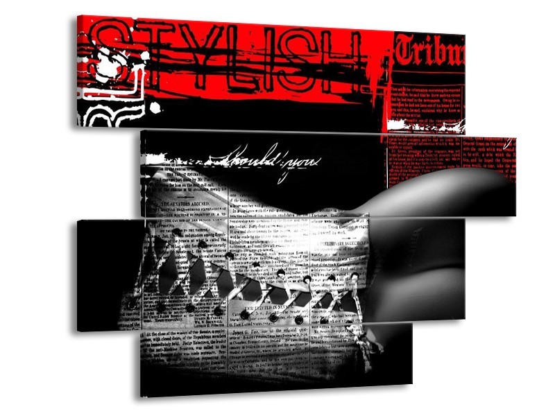 Glas schilderij Lichaam | Zwart, Wit, Rood | 115x85cm 4Luik