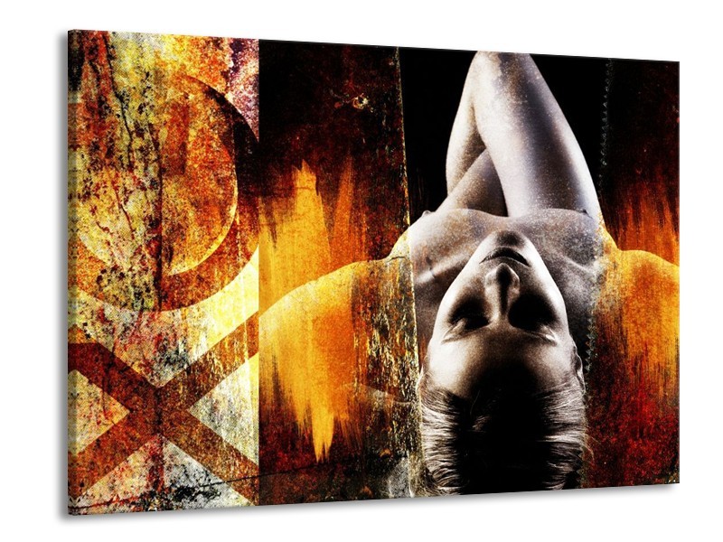 Canvas schilderij Lichaam | Geel, Oranje, Zwart | 100x70cm 1Luik