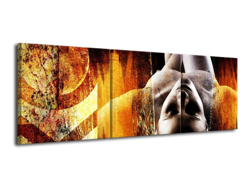 Canvas schilderij Lichaam | Geel, Oranje, Zwart | 120x40cm 3Luik