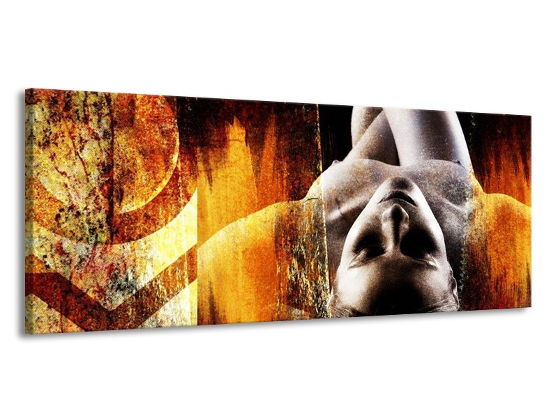 Canvas schilderij Lichaam | Geel, Oranje, Zwart | 145x58cm 1Luik