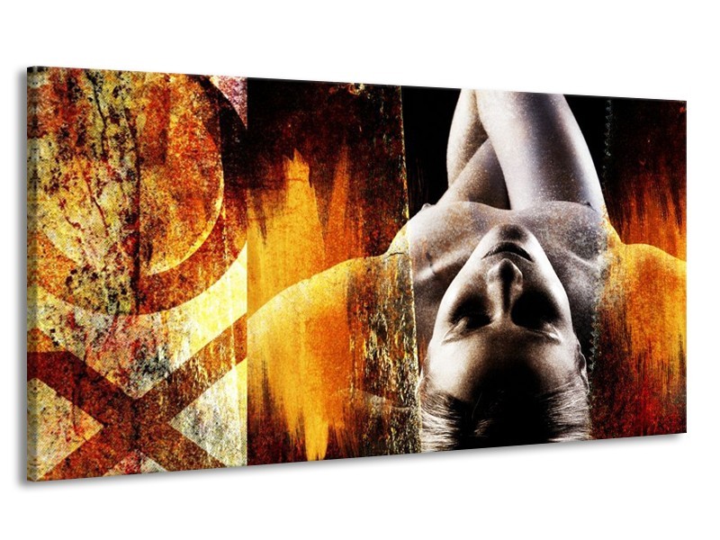 Canvas schilderij Lichaam | Geel, Oranje, Zwart | 170x90cm 1Luik