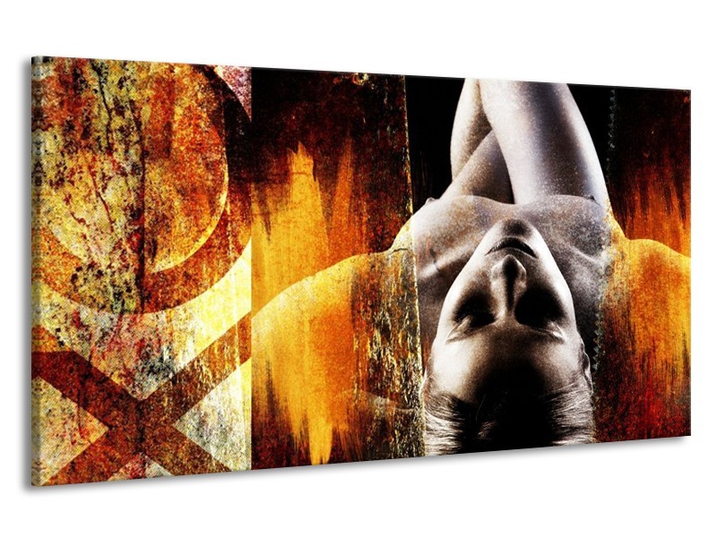 Canvas schilderij Lichaam | Geel, Oranje, Zwart | 190x100cm 1Luik