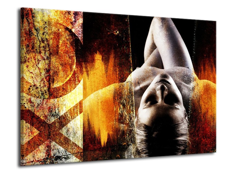 Canvas schilderij Lichaam | Geel, Oranje, Zwart | 70x50cm 1Luik