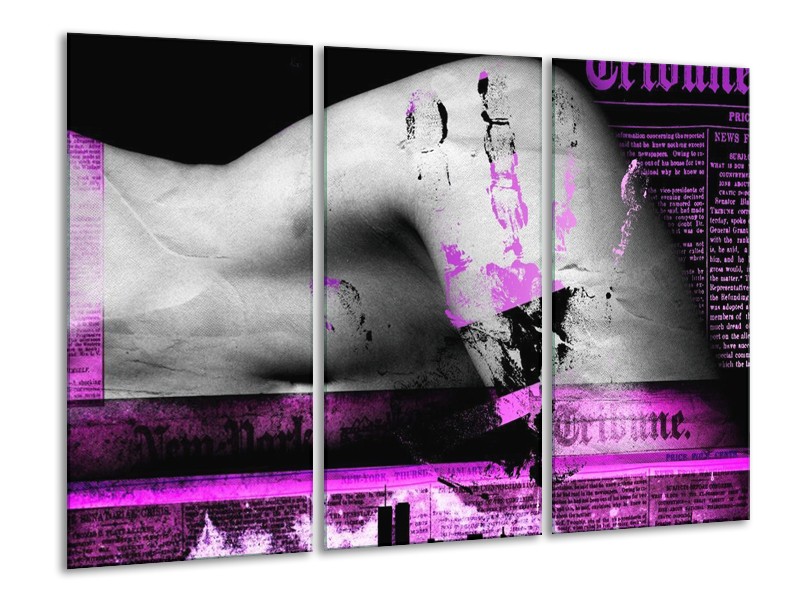 Glas schilderij Lichaam | Paars, Grijs, Zwart | 120x80cm 3Luik