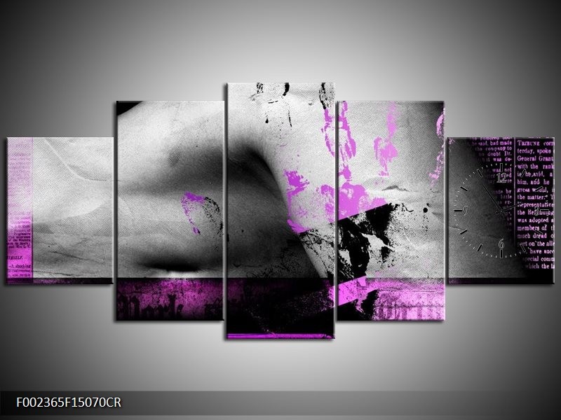 Klok schilderij Lichaam | Paars, Grijs, Zwart | 150x70cm 5Luik