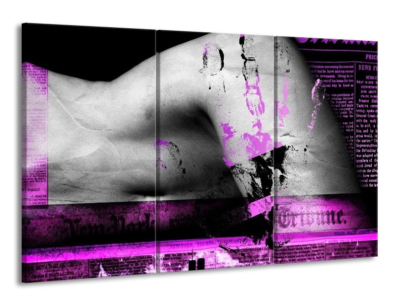 Glas schilderij Lichaam | Paars, Grijs, Zwart | 165x100cm 3Luik