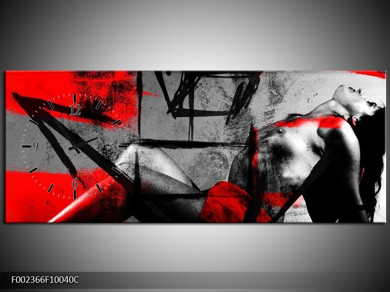 Klok schilderij Lichaam | Rood, Grijs, Zwart | 100x40cm 1Luik