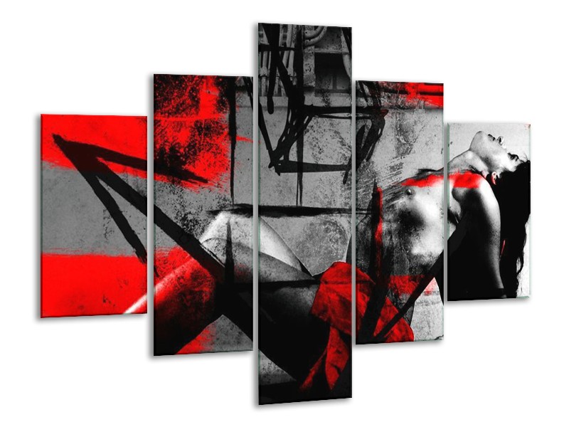 Glas schilderij Lichaam | Rood, Grijs, Zwart | 100x70cm 5Luik