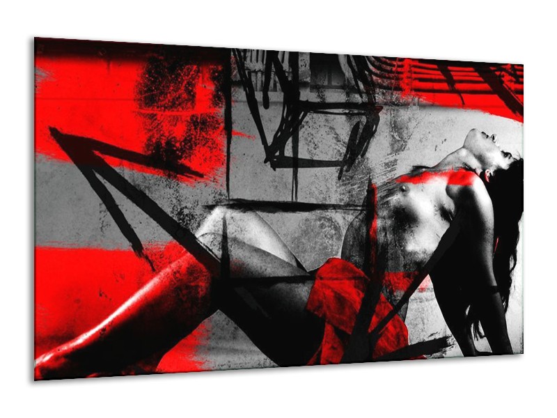 Glas schilderij Lichaam | Rood, Grijs, Zwart | 120x70cm 1Luik