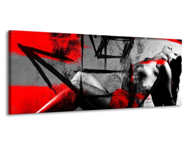 Canvas schilderij Lichaam | Rood, Grijs, Zwart | 145x58cm 1Luik