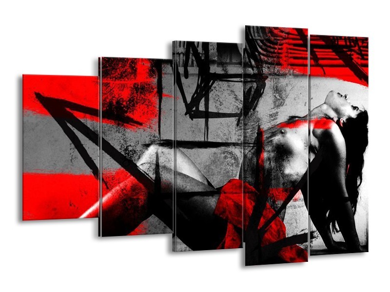 Glas schilderij Lichaam | Rood, Grijs, Zwart | 150x100cm 5Luik