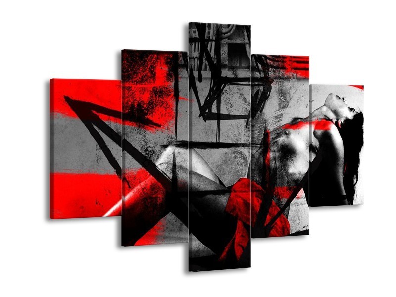 Glas schilderij Lichaam | Rood, Grijs, Zwart | 150x105cm 5Luik