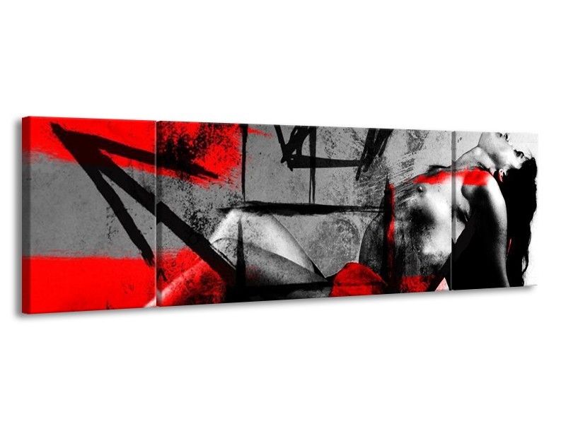 Glas schilderij Lichaam | Rood, Grijs, Zwart | 170x50cm 3Luik