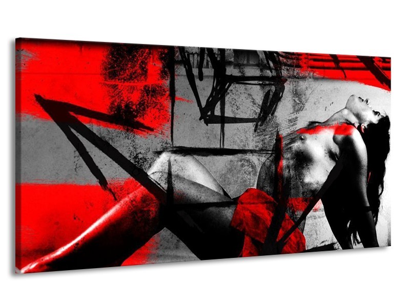 Canvas schilderij Lichaam | Rood, Grijs, Zwart | 170x90cm 1Luik