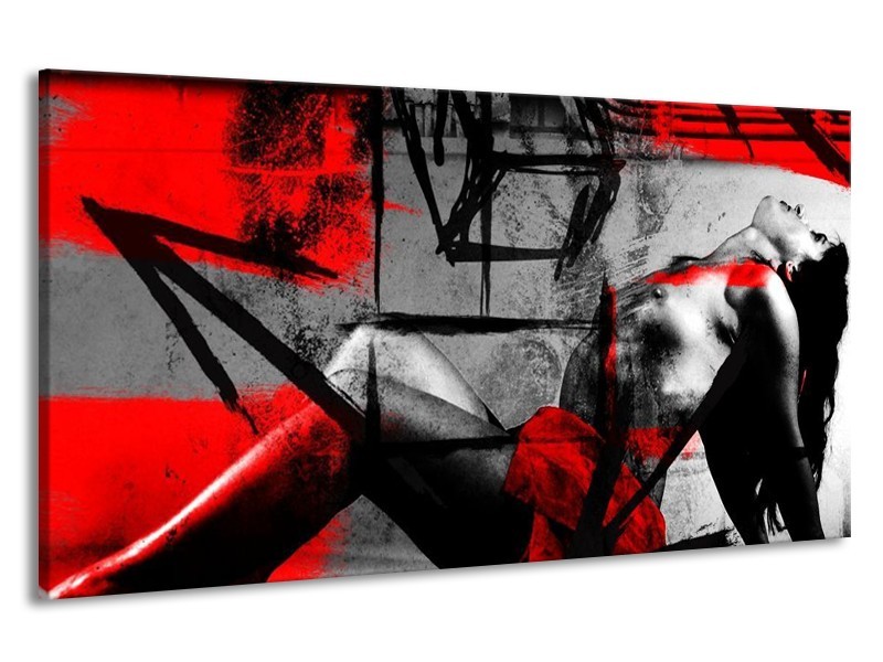 Canvas schilderij Lichaam | Rood, Grijs, Zwart | 190x100cm 1Luik