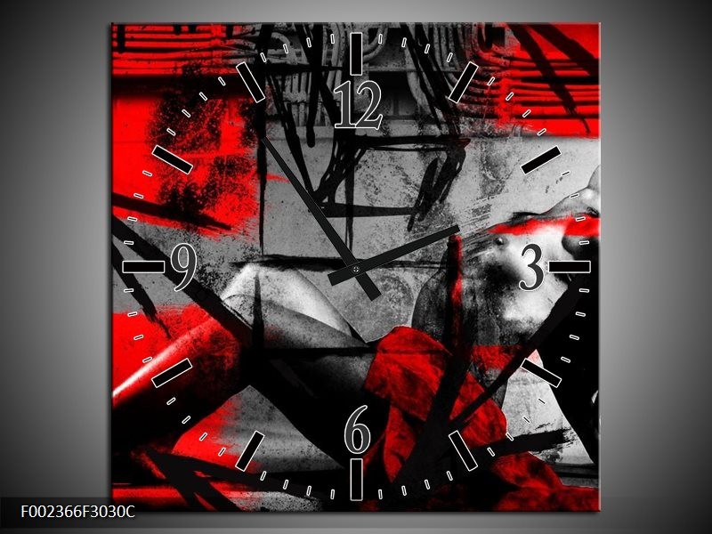 Klok schilderij Lichaam | Rood, Grijs, Zwart | 30x30cm 1Luik