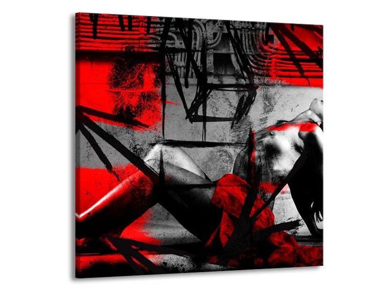 Canvas schilderij Lichaam | Rood, Grijs, Zwart | 50x50cm 1Luik