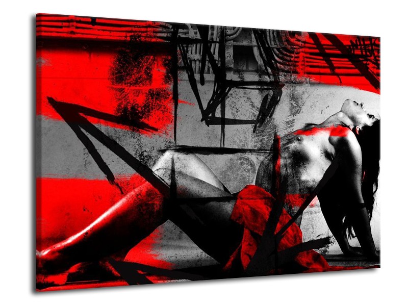Canvas schilderij Lichaam | Rood, Grijs, Zwart | 70x50cm 1Luik
